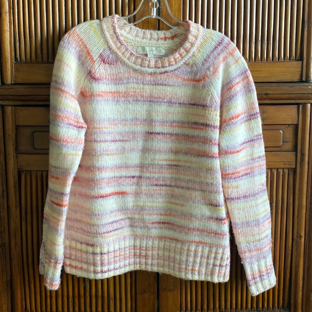 Loft Multi Colored Raglan Sweater